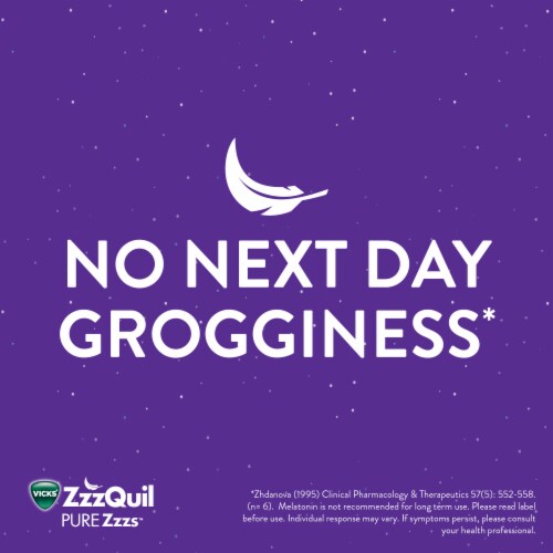 ZzzQuil PURE Zzzs De-Stress Melatonin Sleep Aid Gummies Perspective: bottom