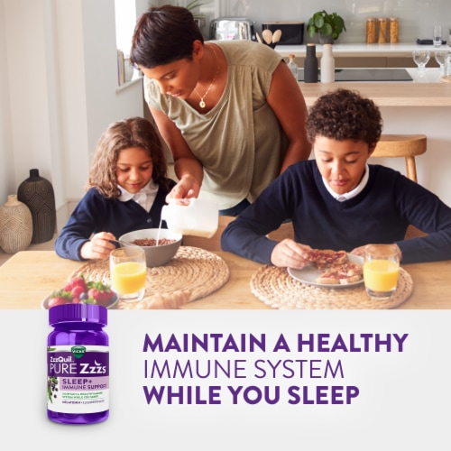 ZzzQuil PURE Zzzs Sleep + Immune Support Melatonin Sleep Aid Gummies Perspective: bottom