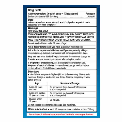De La Cruz Sodium Bicarbonate Powder for Acid Reflux, Heartburn Relief 8 oz Jumbo Jar Perspective: bottom