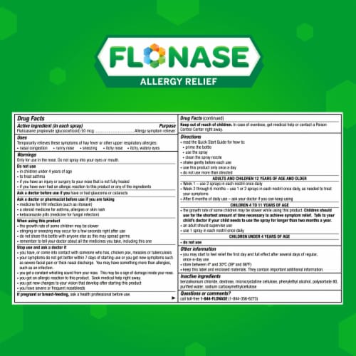 Flonase Allergy Relief Nasal Spray, 24 Hour Non Drowsy Allergy Medicine, Metered Nasal Spray Perspective: bottom