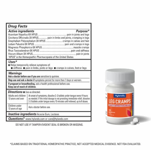 Hyland's® Natural Quick-Dissolving Leg Cramp Relief Tablets Perspective: bottom