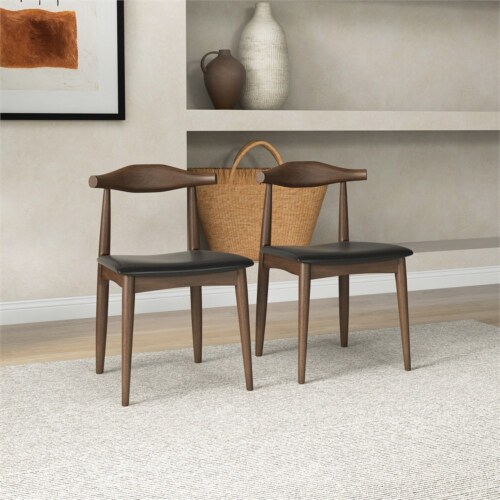 Blake Modern Dining Room and Kitchen Black Faux Leather Chair Set of 2 Perspective: bottom