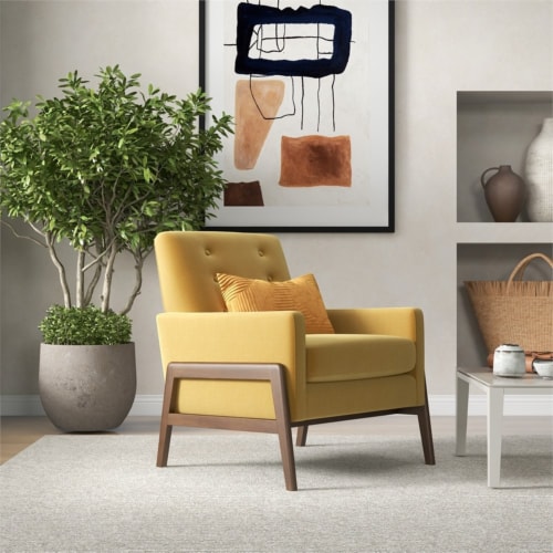 Yellow mid century sales modern accent chair