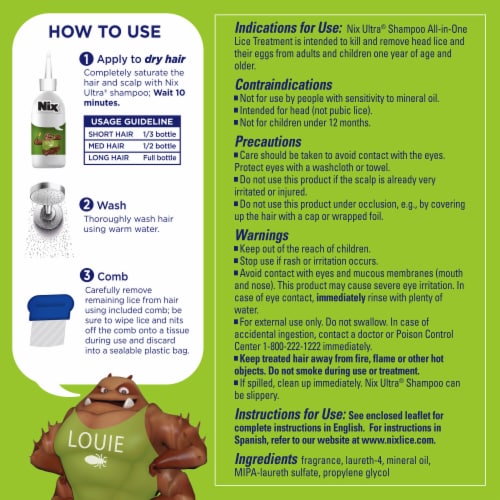 Nix All-in-One Ultra Lice Treatment Shampoo 4 fl oz Perspective: bottom