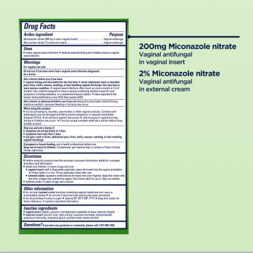 Monistat 3 Vaginal Antifungal Combination Pack 1 ea Perspective: bottom