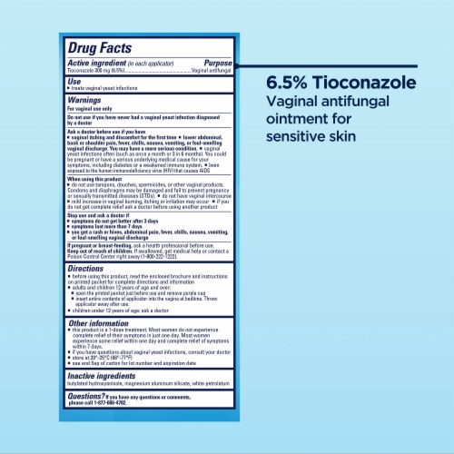 Monistat 1 Tioconazole Ointment 6.5% Vaginal Antifungal 1 ea Perspective: bottom