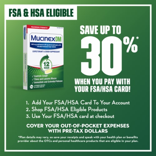 Mucinex DM Maximum Strength Expectorant & Cough Suppressant Tablets Perspective: bottom
