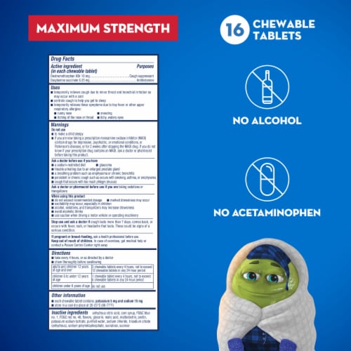 Mucinex Children's Mighty Chews Nighttime Cough Medicine for Kids Perspective: bottom