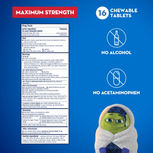 Mucinex Children's Mighty Chews Nighttime Cough Medicine for Kids Perspective: bottom