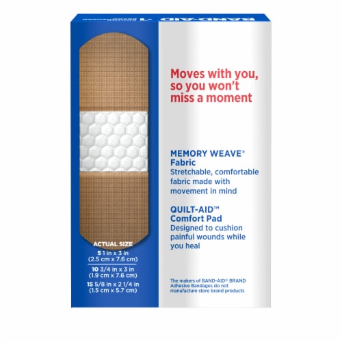 Band-Aid Brand Assorted Sizes Flexible Fabric Adhesive Bandages Perspective: bottom