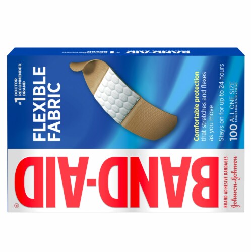 BAND-AID Brand Flexible Fabric All One Size Adhesive Bandages Perspective: bottom