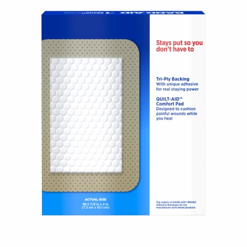 Band-Aid Brand Tru-Stay Adhesive Pads, Large Sterile Bandages Perspective: bottom