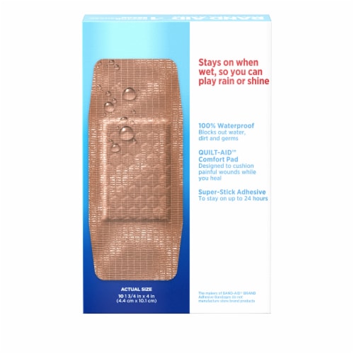 Band-Aid Brand Extra Large Water Block Tough Strips Adhesive Bandages Perspective: bottom