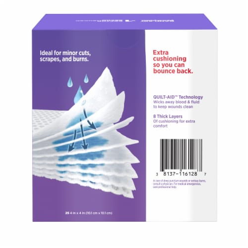 BAND-AID Brand Large Cushion Care Thick Gauze Pads Perspective: bottom
