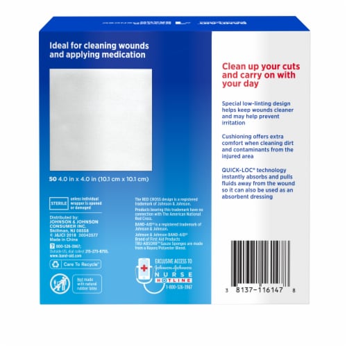 BAND-AID Brand First Aid Tru-Absorb Gauze Sponges Perspective: bottom