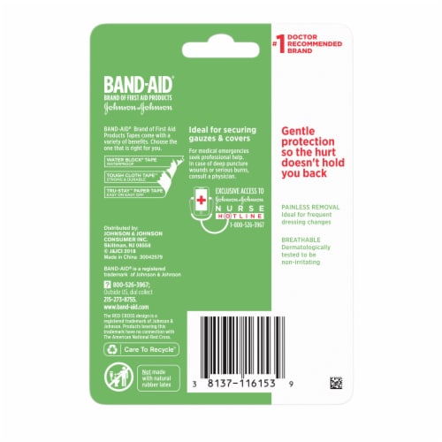 Band-Aid Brand First Aid Hurt-Free Medical Paper Tape Perspective: bottom