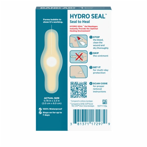 BAND-AID Brand Waterproof Hydro Seal Hydrocolloid Bandages Perspective: bottom
