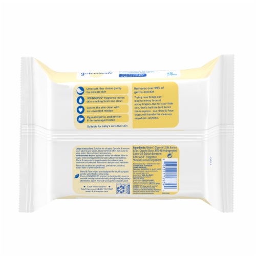 Johnson's Baby Hand & Face Gentle Cleansing Wipes Alcohol-Free Perspective: bottom