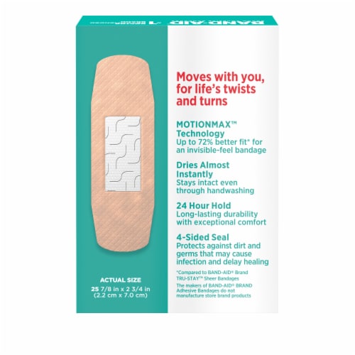 BAND-AID Brand Skin-Flex Adhesive All One Size Bandages Perspective: bottom