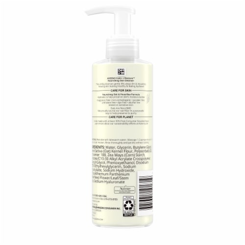 Aveeno Calm + Restore Nourishing Oat Face Wash Fragrance-Free for Sensitive Skin Perspective: bottom