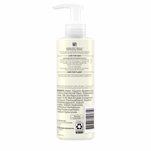 Aveeno Calm + Restore Nourishing Oat Face Wash Fragrance-Free for Sensitive Skin Perspective: bottom