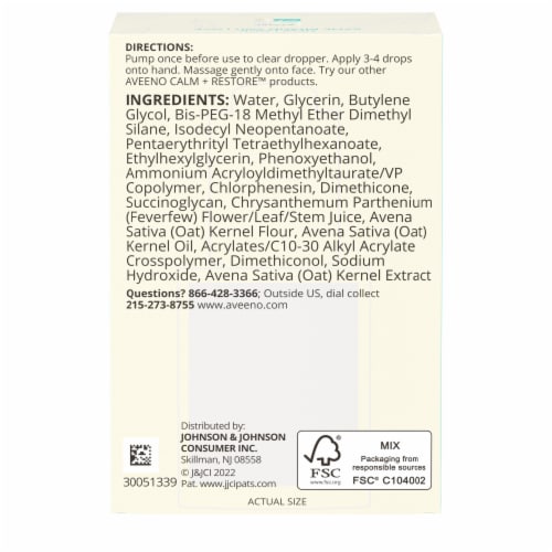 Aveeno Calm + Restore Triple Oat Face Serum Perspective: bottom