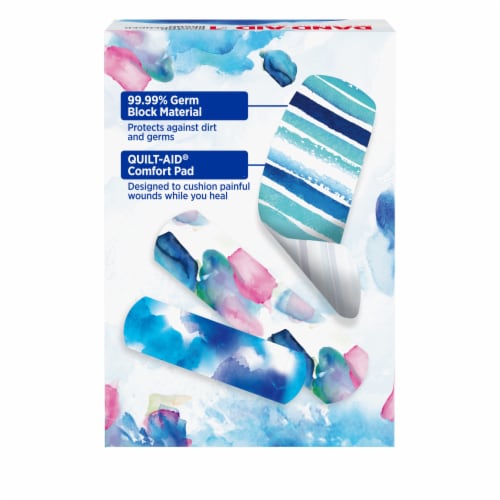 BAND-AID Brand Flexible Fabric Limited Edition Water Color Assorted Sizes Adhesive Bandages Perspective: bottom