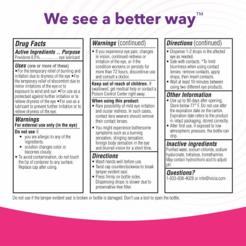 iVIZIA Sterile Lubricant Eye Drops for Dry Eyes, 0.16 fl oz Bottle Packaging May Vary Perspective: bottom