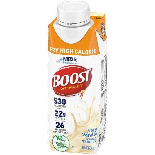 Boost very high calorie nutritional drink very vanilla 8oz carton 24
