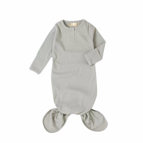 Organic Baby Newborn Knotted Gown, Infant Long Sleeve Sleeper for Baby Girl and Boy Sleepwear Perspective: bottom