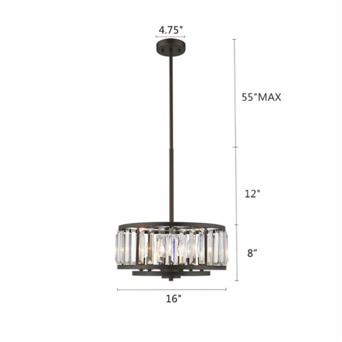 Contemporary 6 Light Metal 16 Ceiling Pendant with Crystal Accents, Silver Perspective: bottom