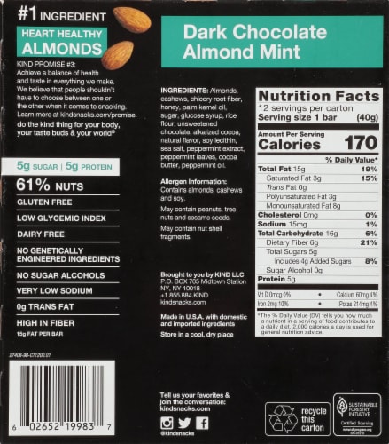 KIND Dark Chocolate Almond Mint Bars Perspective: bottom