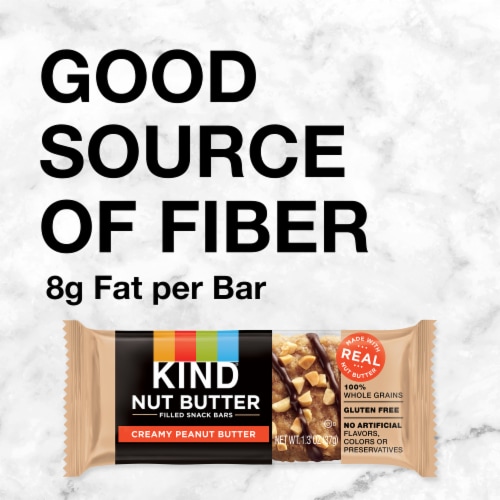 KIND 100% Whole Grains Gluten Free Nut Butter Filled Creamy Peanut Butter Healthy Snack Bars Perspective: bottom