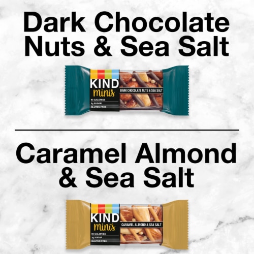 KIND Minis Dark Chocolate Nuts and Caramel Almond & Sea Salt Snack Bar Variety Pack Perspective: bottom