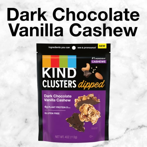 KIND Dipped Clusters Gluten Free Dark Chocolate Vanilla Cashew Snack Mix Perspective: bottom