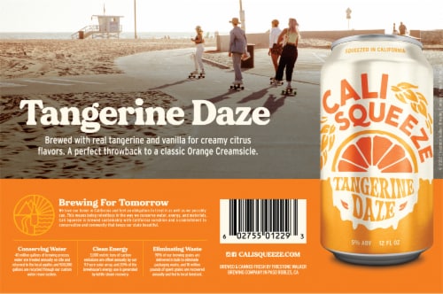 Cali Squeeze Tangerine Daze Citrus Wheat Ale Craft Beer 6 Cans / 12 fl oz Perspective: bottom