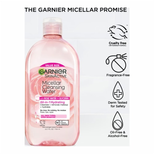 Garnier SkinActive Micellar Cleansing Water & Makeup Remover Hydrating with Rose Water Perspective: bottom