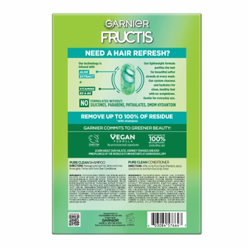 Garnier Fructis Pure Clean Purifying Shampoo and Conditioner Kit Silicone Free for All Hair Types Perspective: bottom