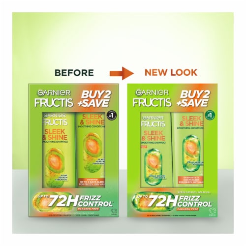Garnier Fructis Sleek and Shine Shampoo and Conditioner Set for Frizzy, Dry Hair Perspective: bottom
