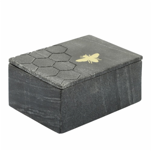 Marble 7X5 Marble Box W/ Bee Accent, Black Perspective: bottom