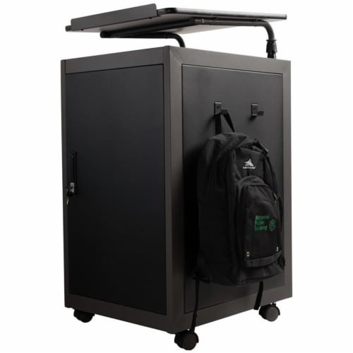 Oklahoma Sound Modern Metal Teacher's WorkPod Lectern in Charcoal Slate Perspective: bottom
