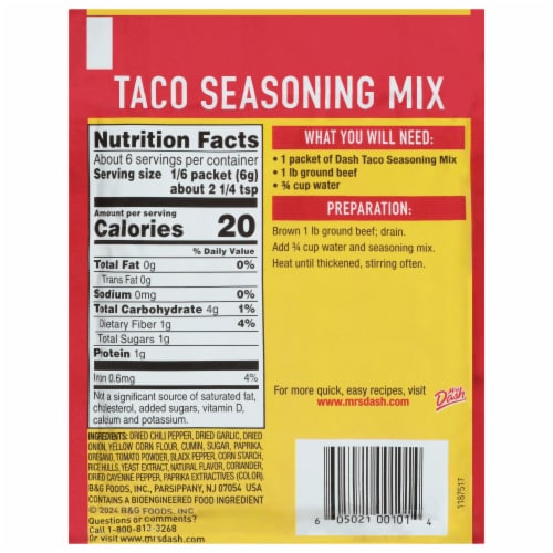 Dash Salt-Free Taco Seasoning Perspective: bottom