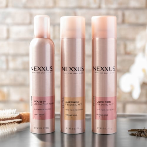 Nexxus Hairspray, Flexible Hold Comb Thru for a Lightweight, Brushable, with StyleProtect Technology Perspective: bottom
