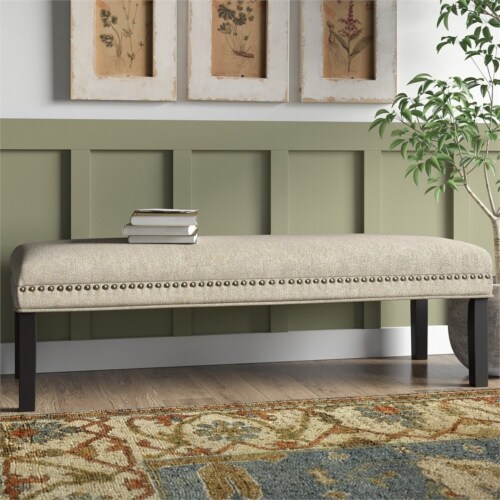 Upholstered End of Bed Bench in Linen Beige 1 Ralphs