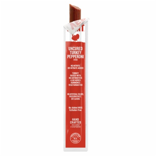 Uncured Pepperoni – Turkey – Healthy Meat Protein – 1oz Jerky Sticks – 24 count carton Perspective: bottom