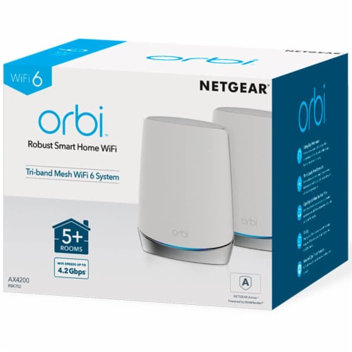 Netgear RBK752100NAS Orbi AX4200 Wireless Tri-Band Mesh Wi-Fi 6 System, Router + 1 Satelli Perspective: bottom