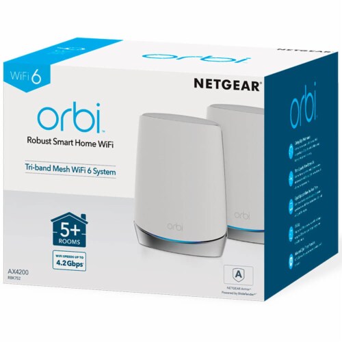 Netgear RBK752100NAS Orbi AX4200 Wireless Tri-Band Mesh Wi-Fi 6 System, Router + 1 Satelli Perspective: bottom