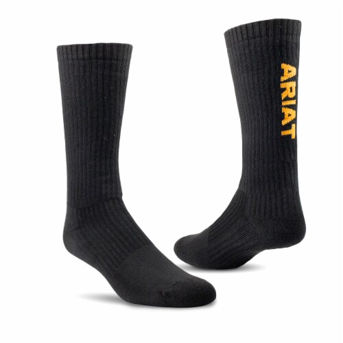 Ariat Work Black Premium Ringspun Cotton Boot Socks - Large Perspective: bottom