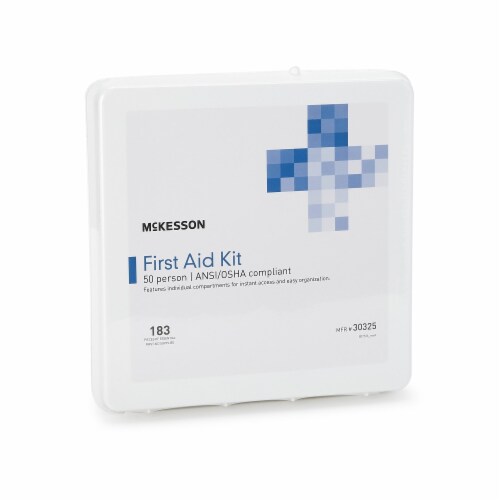 McKesson 50 Person Wall Mount First Aid Kit Plastic Case Perspective: bottom