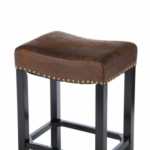 Armen Living Tudor 26  Backless Stationary Bar Stool in Wrangler Brown Perspective: bottom